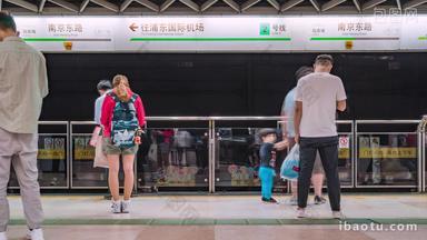 上海地铁候车区上海地铁固定延时摄影